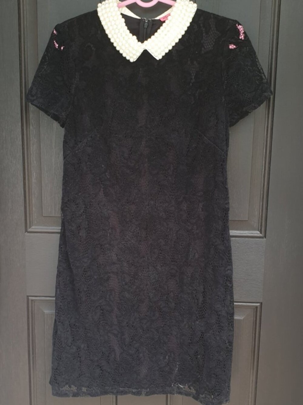Betsey Johnson Women black Floral Lace Lined Dress Fashion Formal Wear Size 8